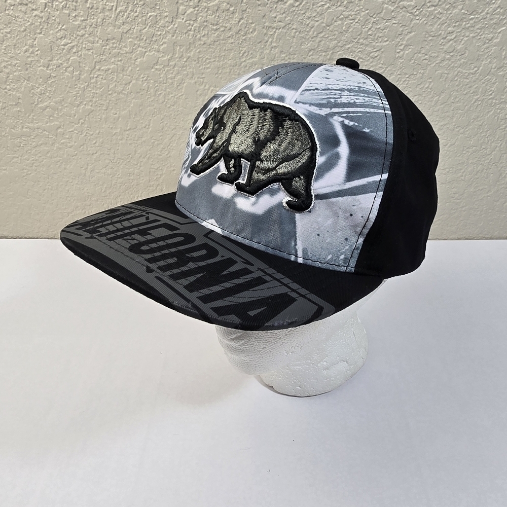 Top Level California Republic Snapback Cap Hat Embroidered Logo Black Gray